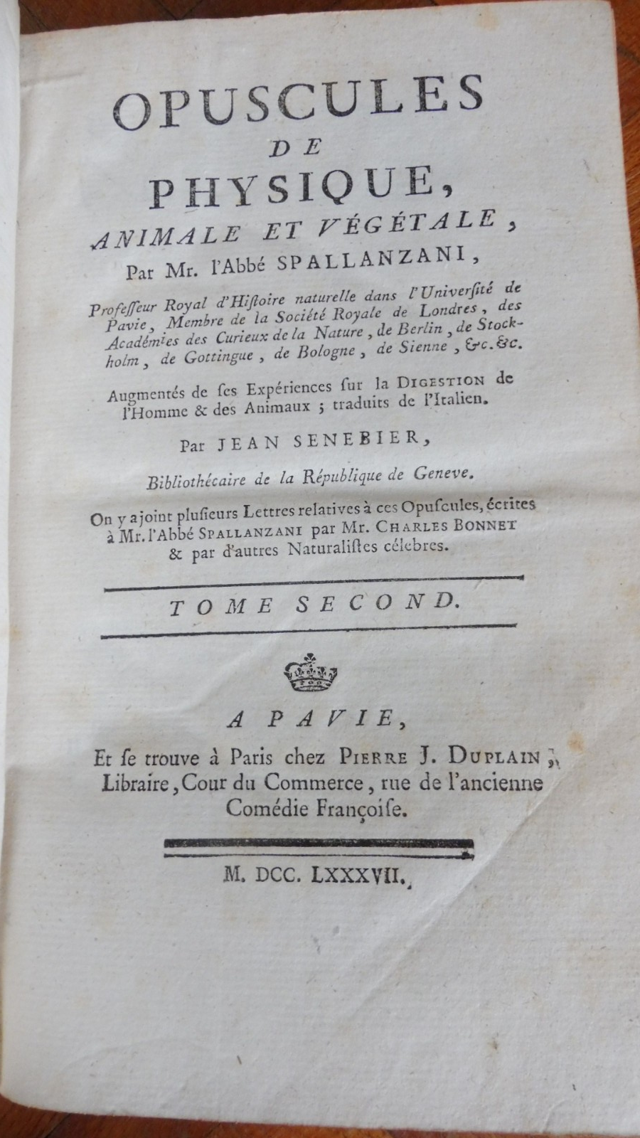 Oeuvres de Spallanzani (Lazzaro Spallanzani) 1786-87 3 vol BIOLOGIE