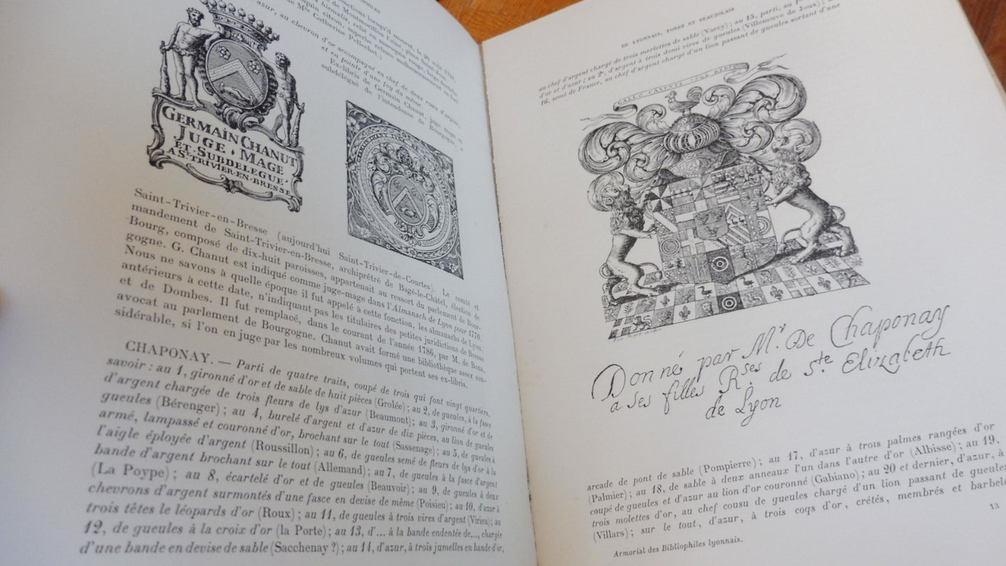 Armorial des bibliophiles de Lyonnais, Forez... (Poidebard et alii.) 1907