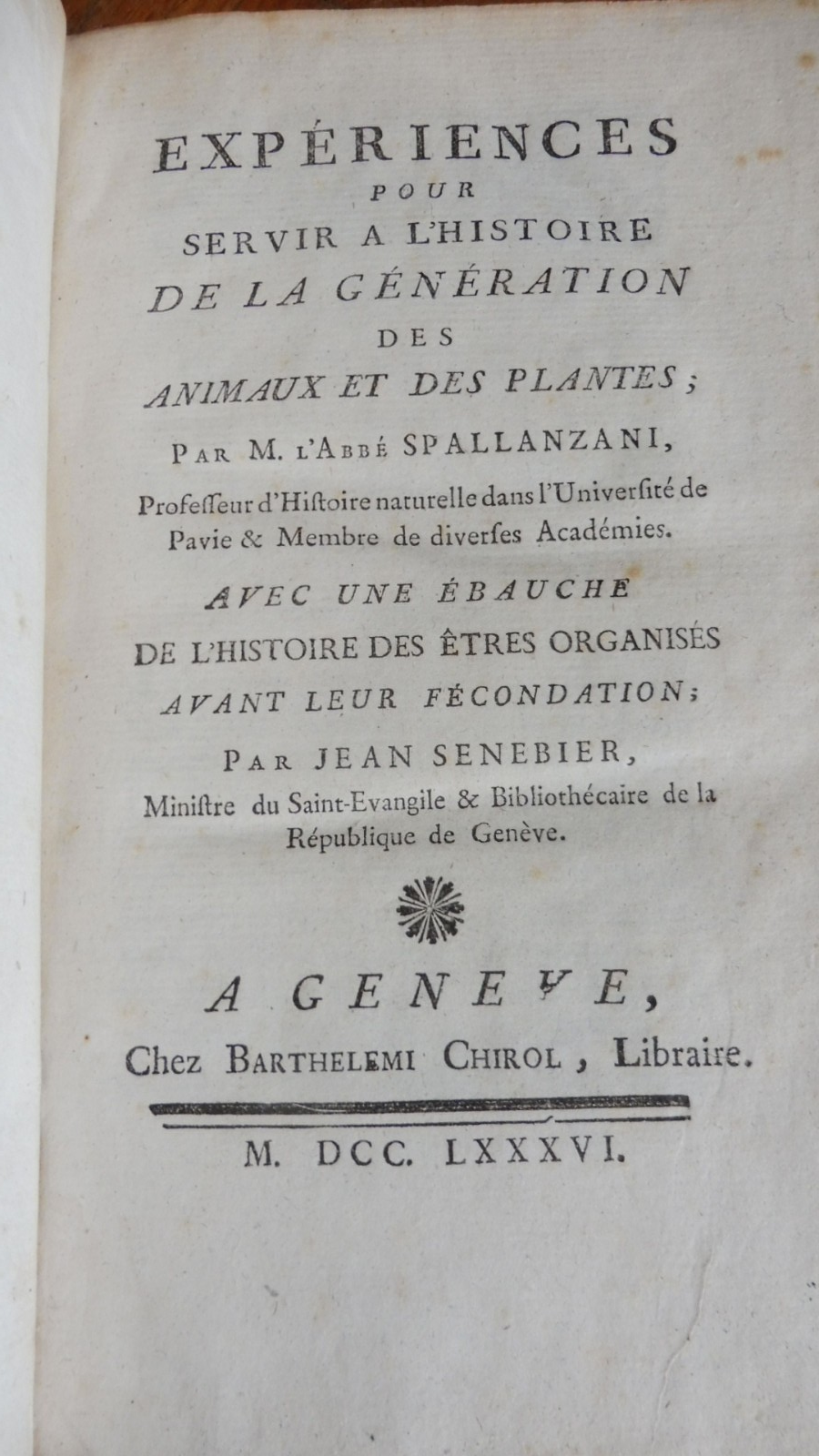 Oeuvres de Spallanzani (Lazzaro Spallanzani) 1786-87 3 vol BIOLOGIE