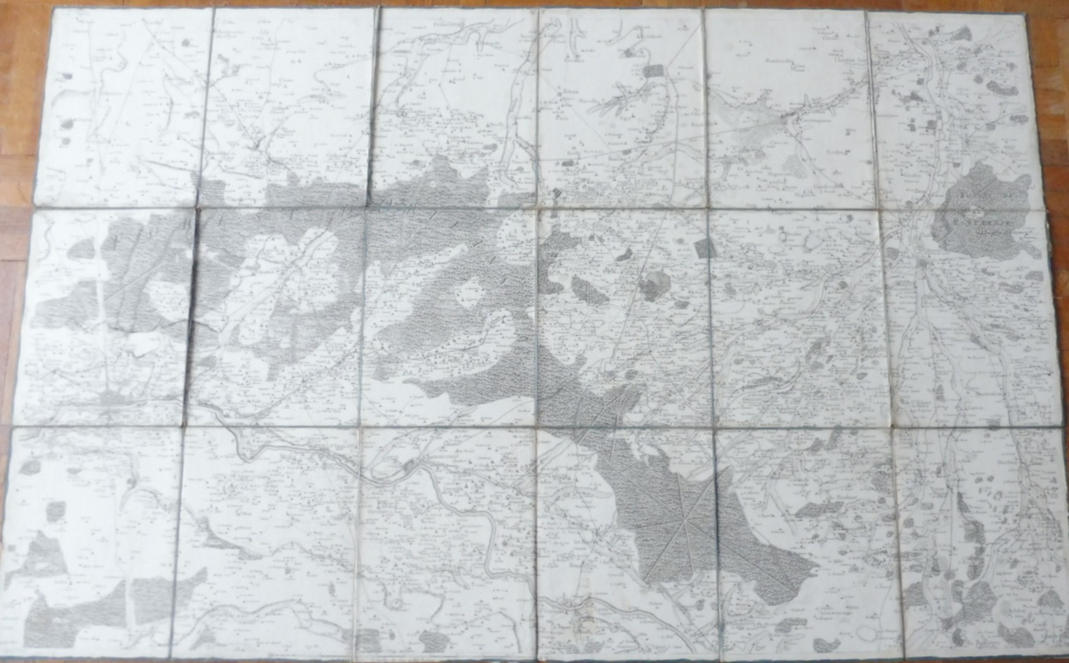 Carte de la forêt d'Orléans XVIIIe siècle 91x48 cm