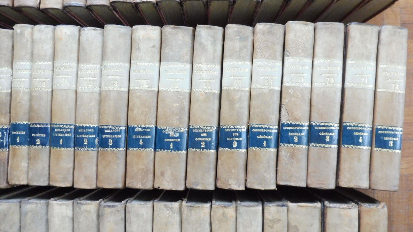 Oeuvres complètes de Voltaire 1785-89 92+2 vol. COMPLET