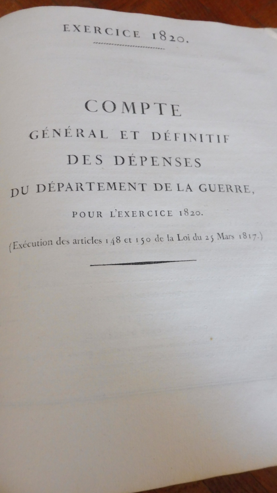Comptes rendus par les ministres. Budget 1820