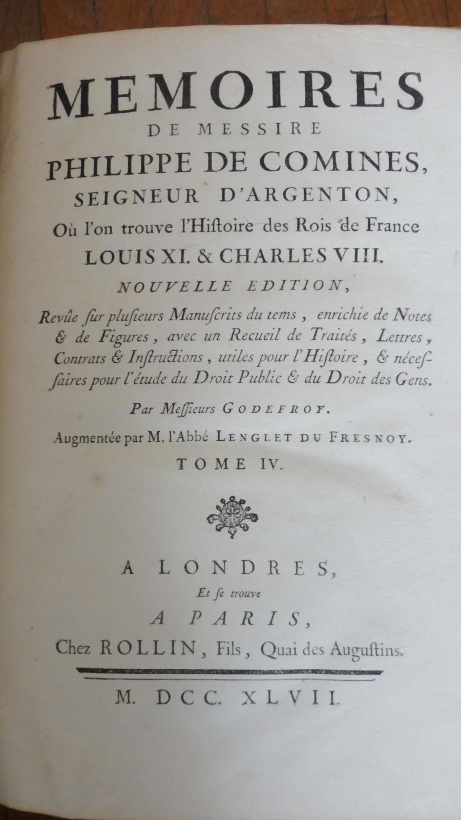 Mémoires de messire Philippe de Comines (Godefroy) 1747 4/4