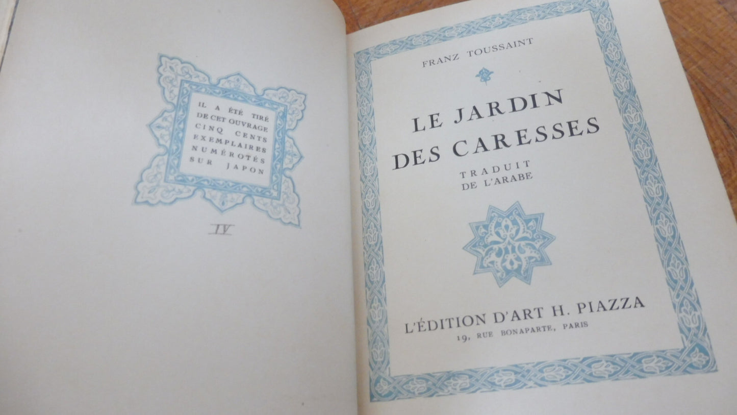 Le Jardin des caresses (Franz Toussaint) 1919 JAPON RELIURE SIGNEE