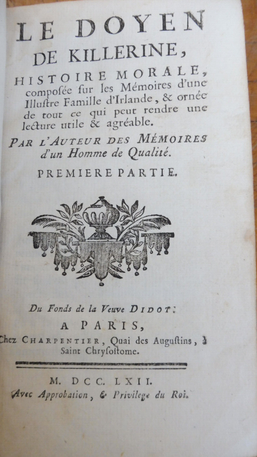 Le Doyen de Killerine (abbé Prévost) 1762 2 tomes en 1 vol.