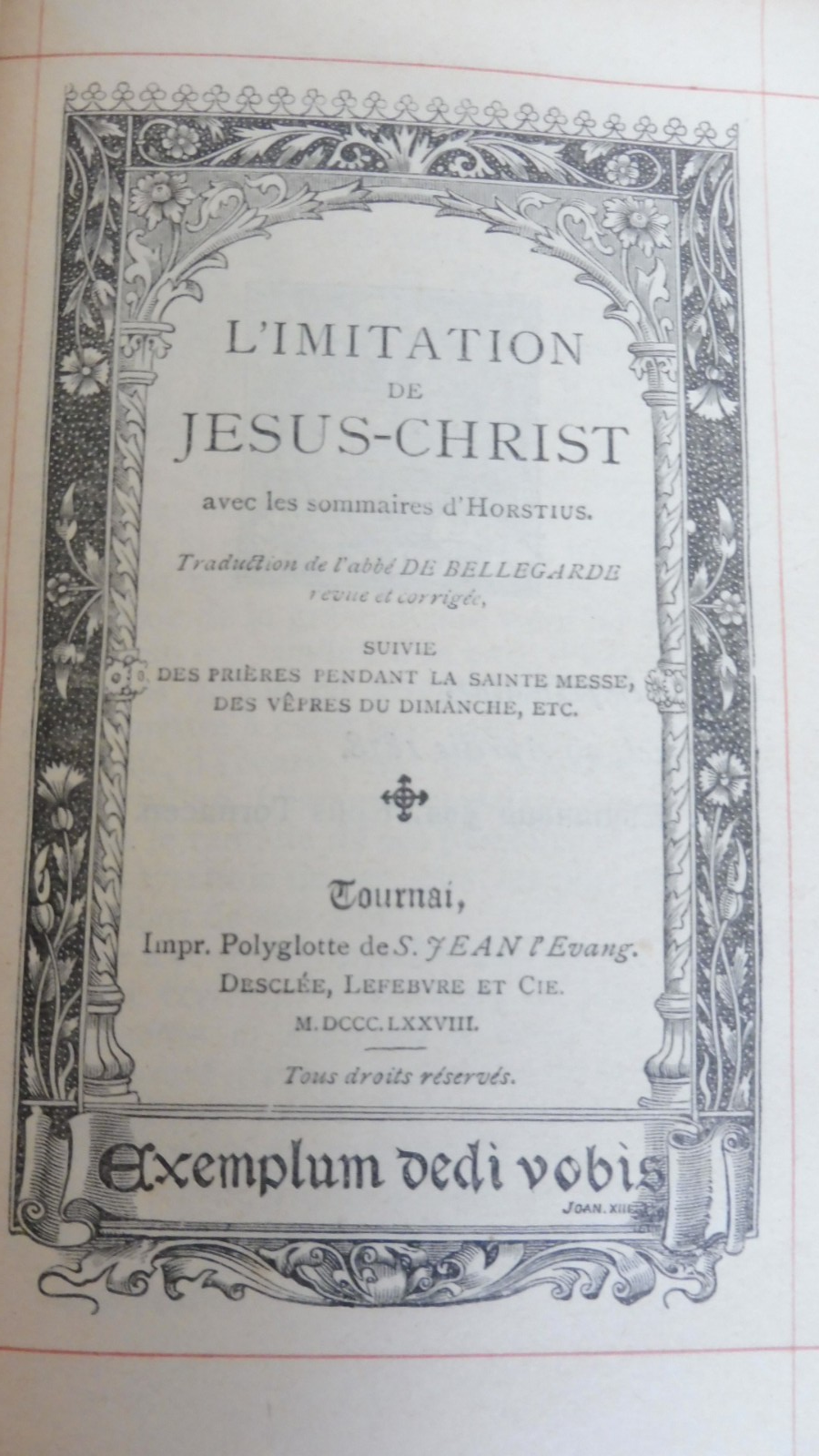 L'Imitation de Jésus-Christ (De Bellegarde trad.) 1878