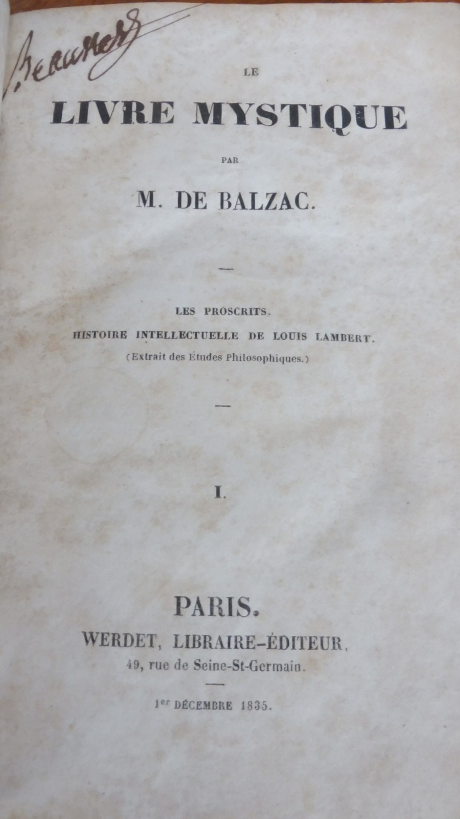 Le Livre mystique (Balzac) 1835 2/2 EO