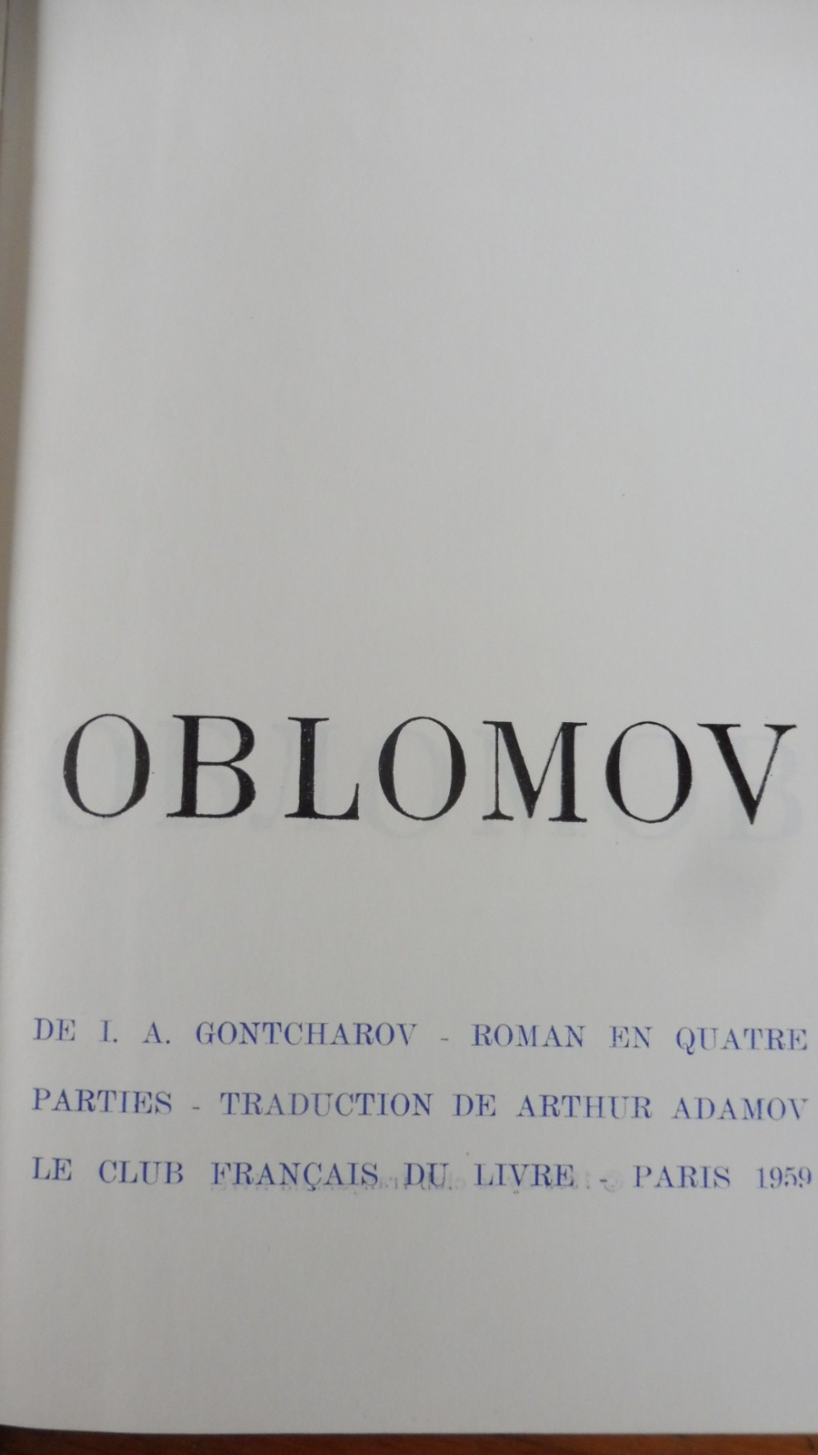 Oblomov (I. A. Gontcharov) 1959