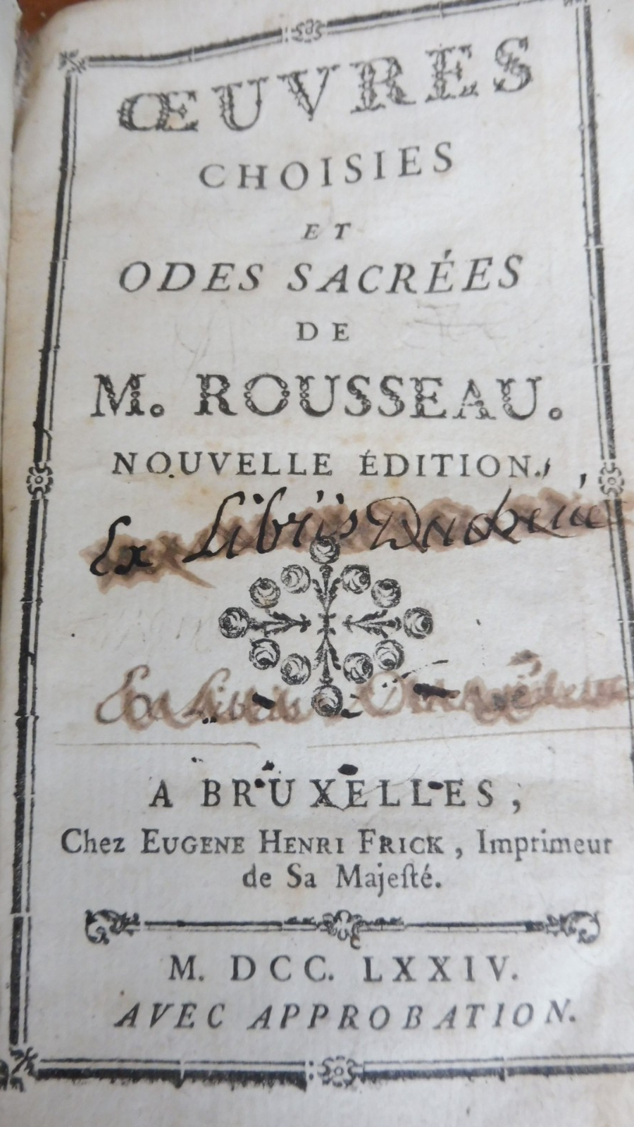 Oeuvres choisies et odes sacrées de Rousseau 1774