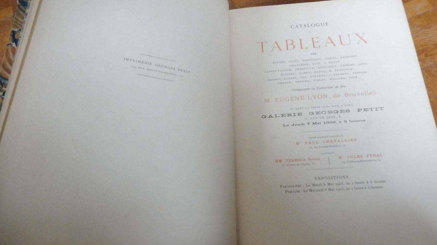Collection de catalogues de vente. Tableaux et arts c.a. 1903