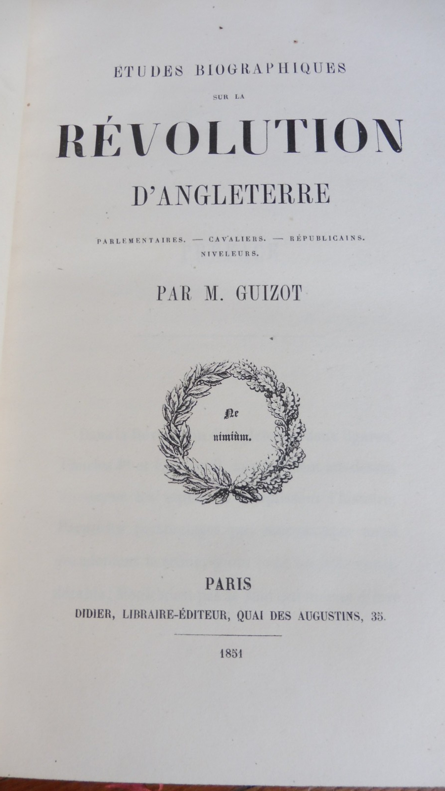 Etudes biographiques sur la Révolution d'Angleterre (Guizot) 1851