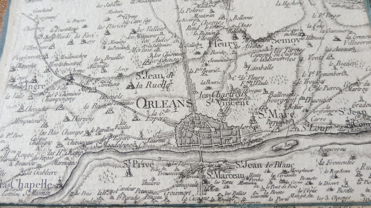Carte de la forêt d'Orléans XVIIIe siècle 91x48 cm