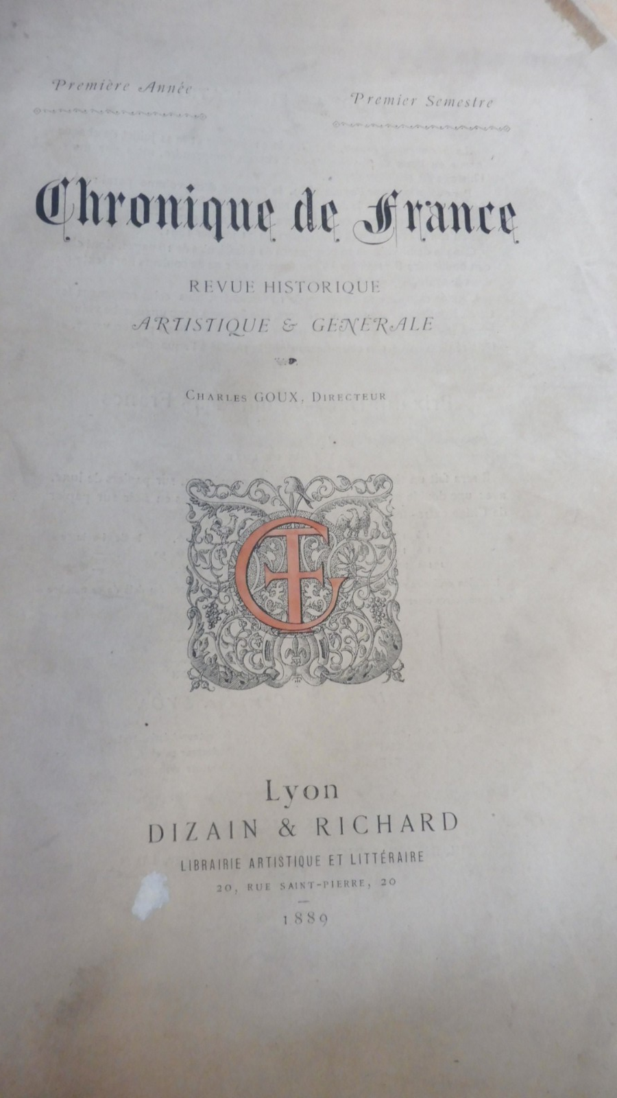 Chronique de France (Charles Goux) 1889