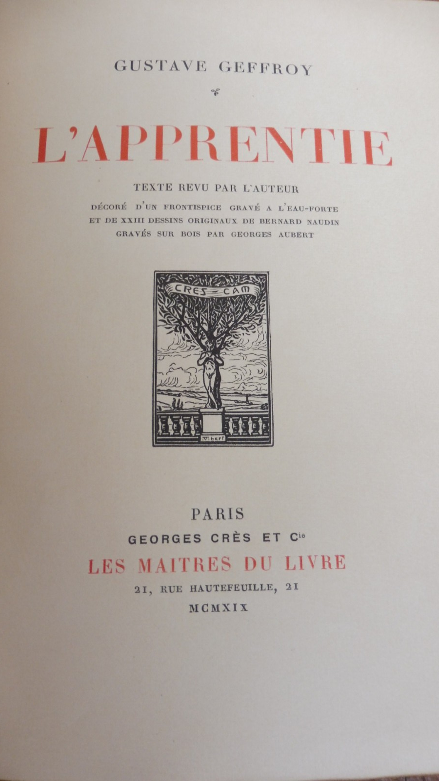 L'Apprentie (Gustave Geffroy) 1919 illus. Naudin VELIN