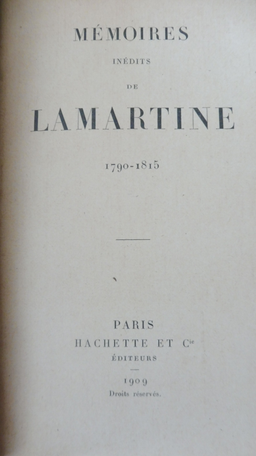 Mémoires inédits (Lamartine) 1909