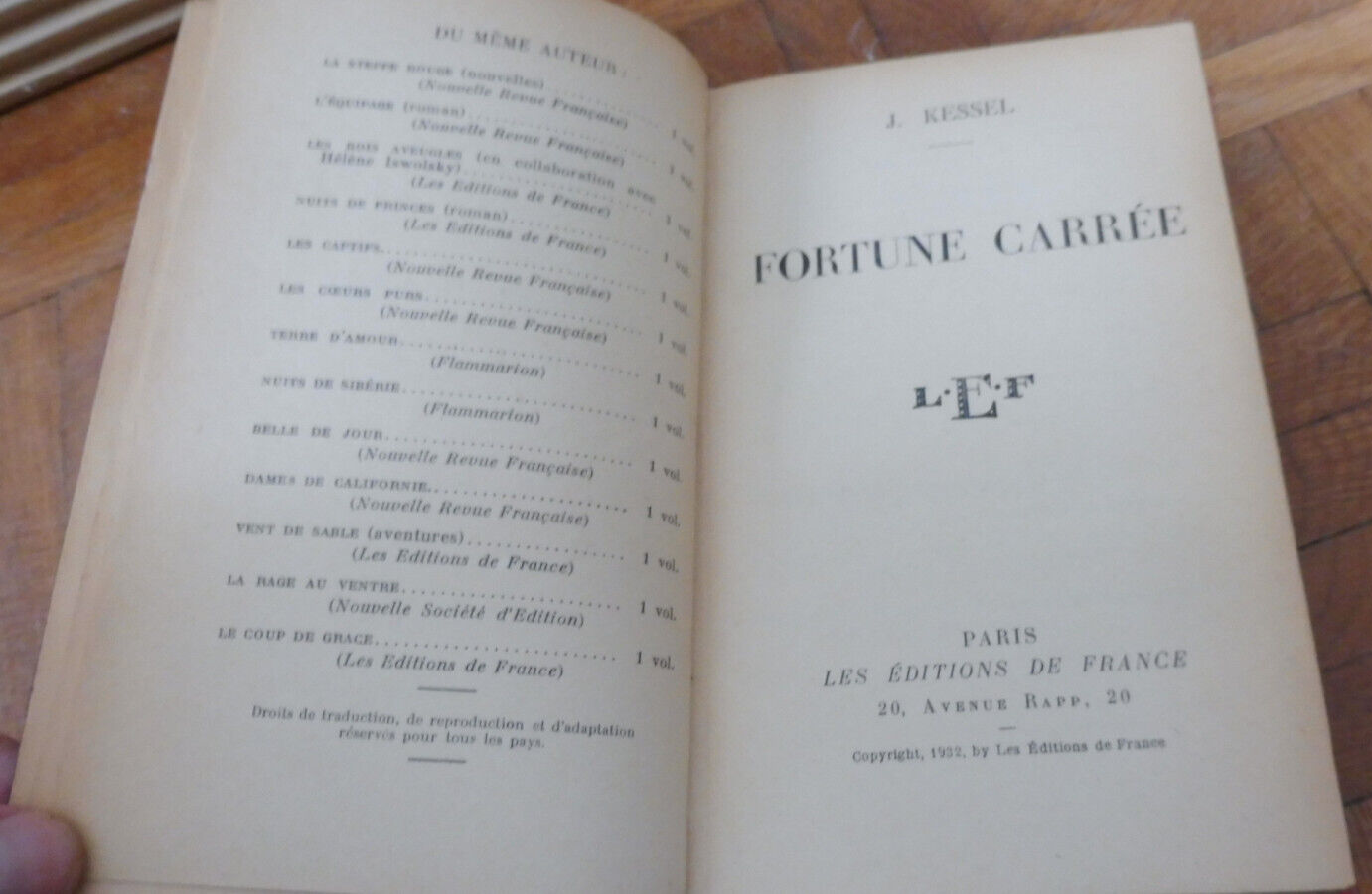 Fortune Carrée (J. Kessel) 1936