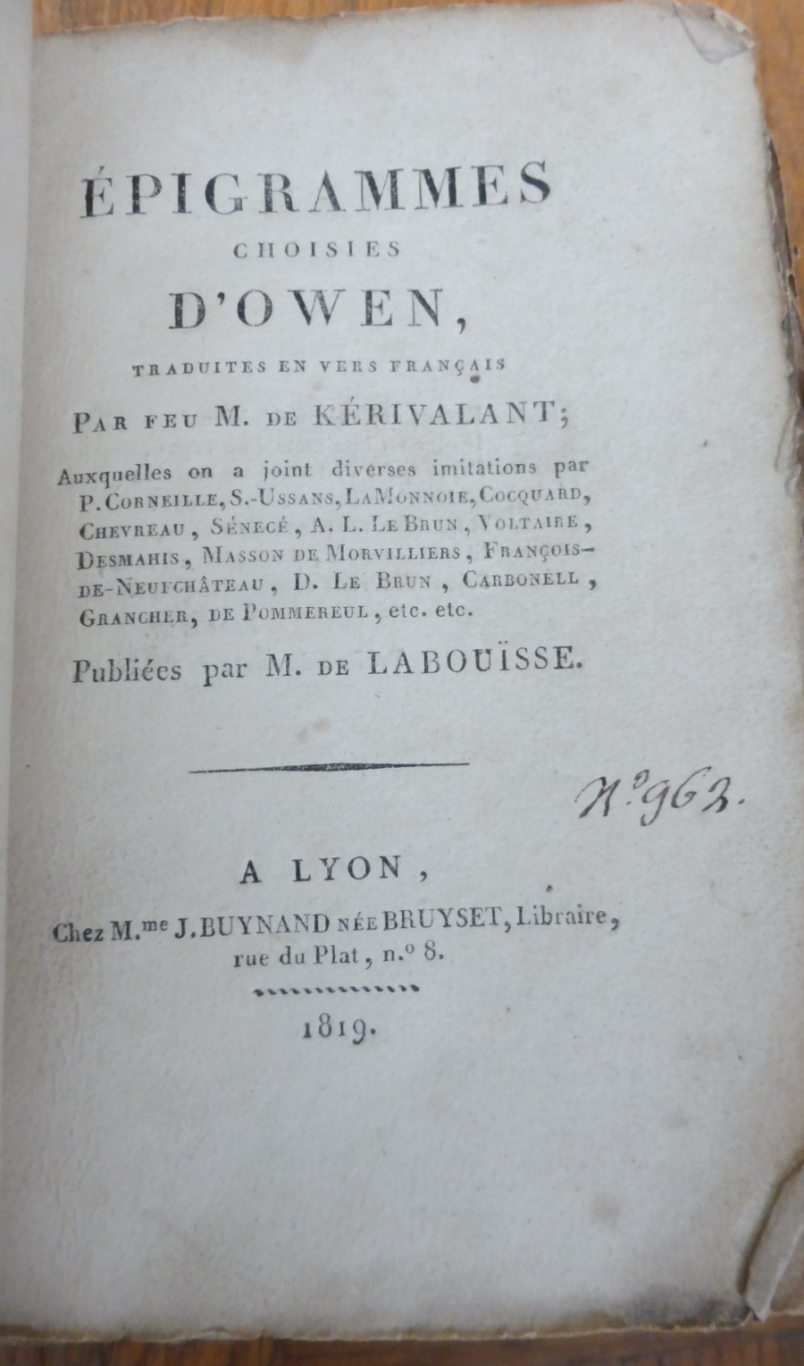 Epigrammes d'Owen (John Owen) 1819