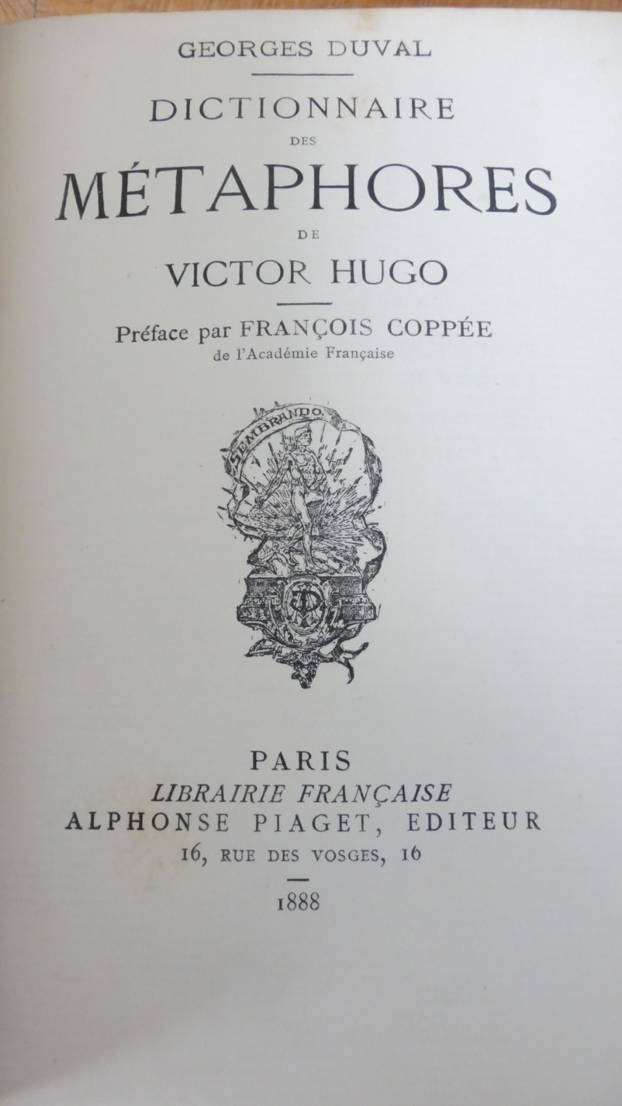 Dictionnaire des métaphores de Victor Hugo (Georges Duval) 1888