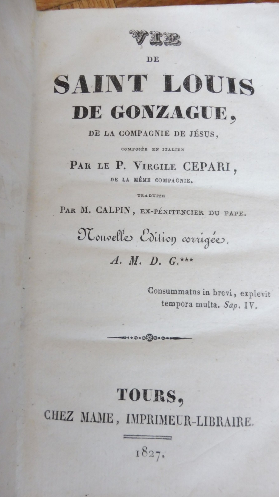 Vie de Saint Louis de Gonzagues (Virgile Cepari) 1827