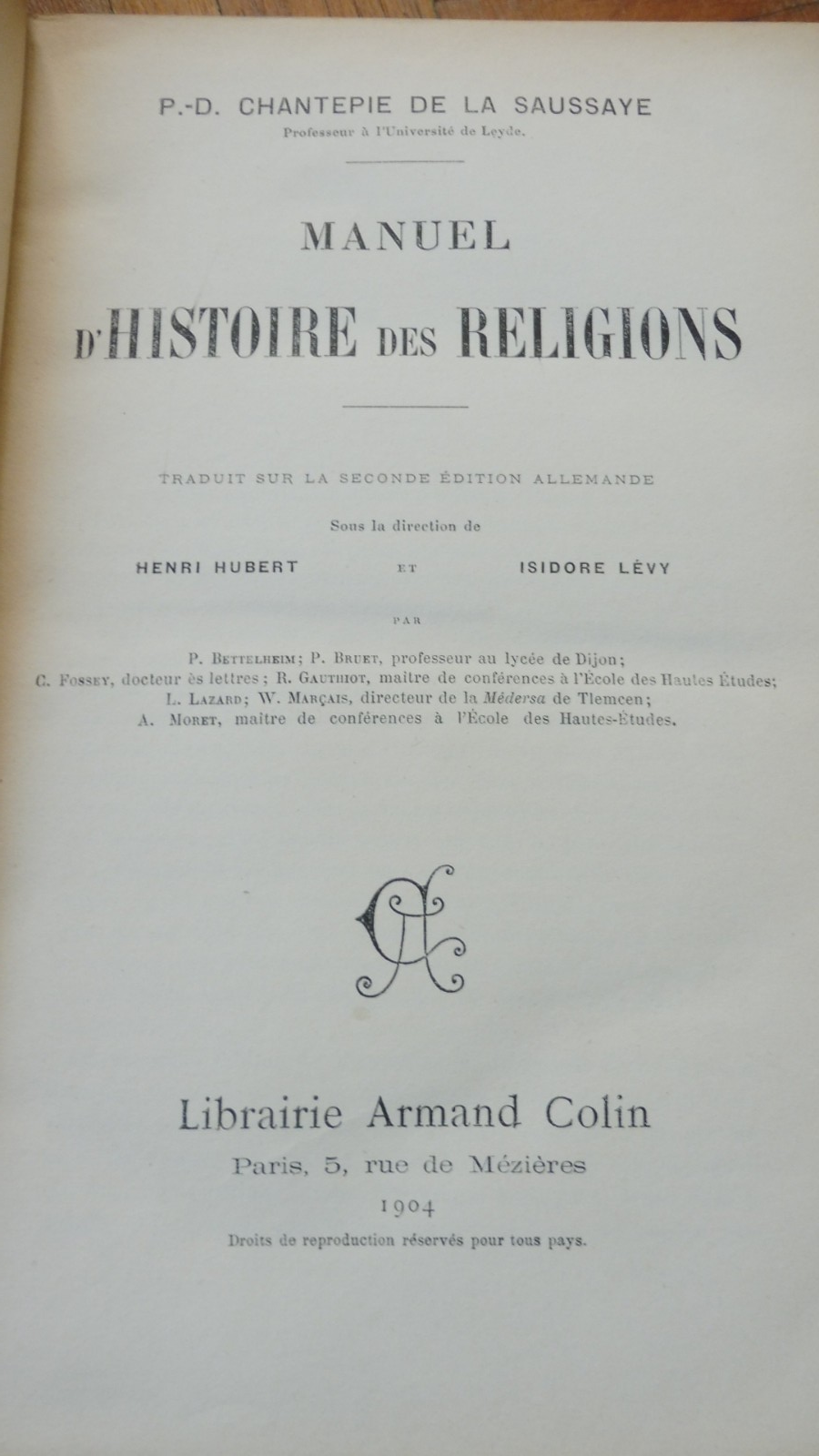 Manuel d'histoire des religions (Chantepie de la Saussaye) 1904