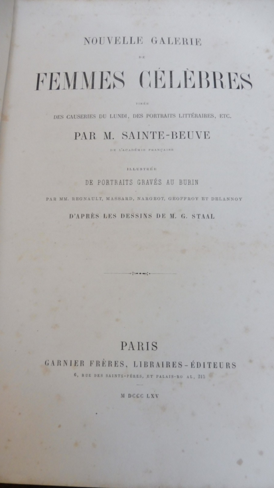 Nouvelle galerie des femmes célèbres (Sainte-Beuve) 1865