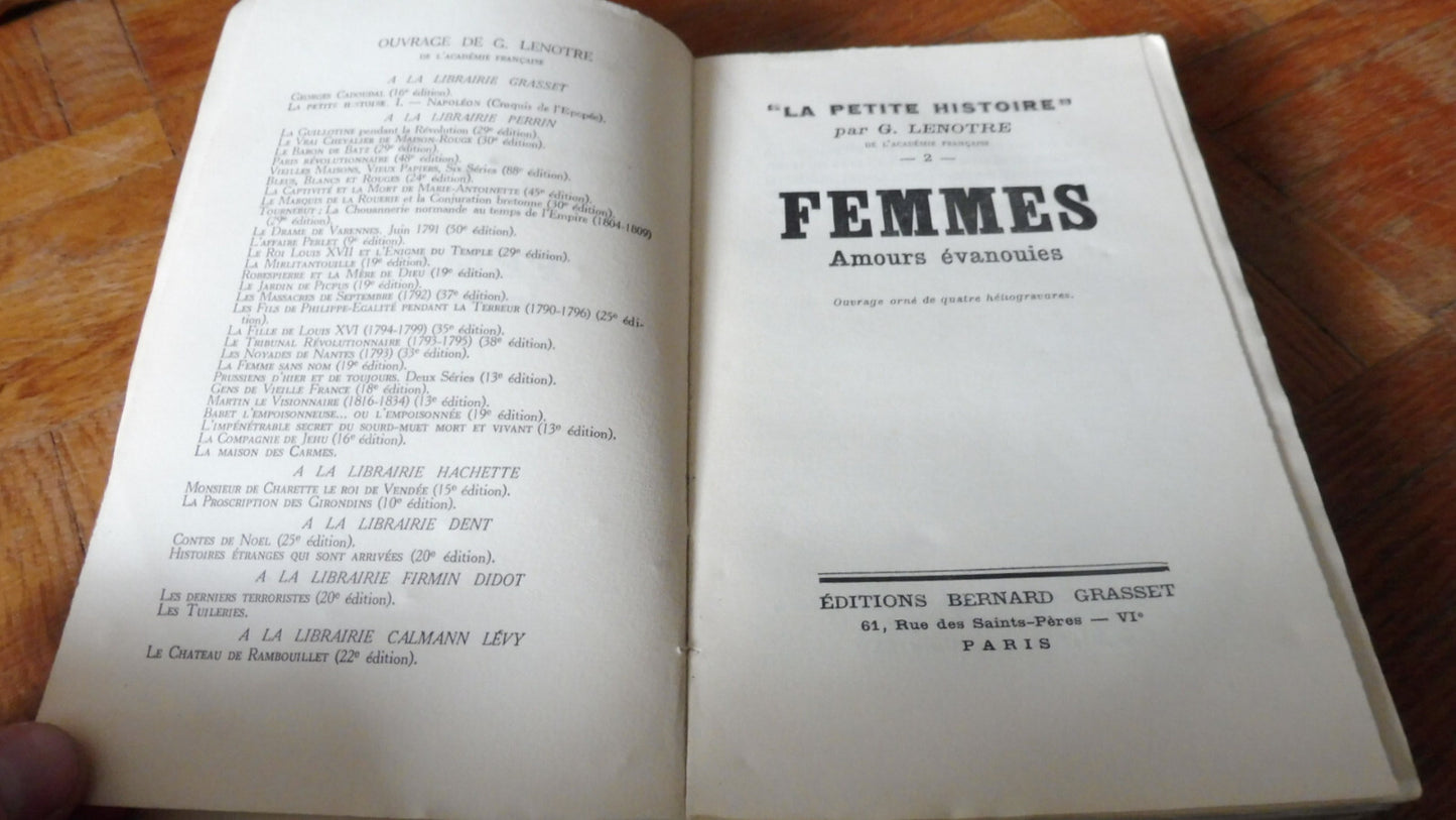 Femmes. Amours évanouies (G. Lenotre) 1933