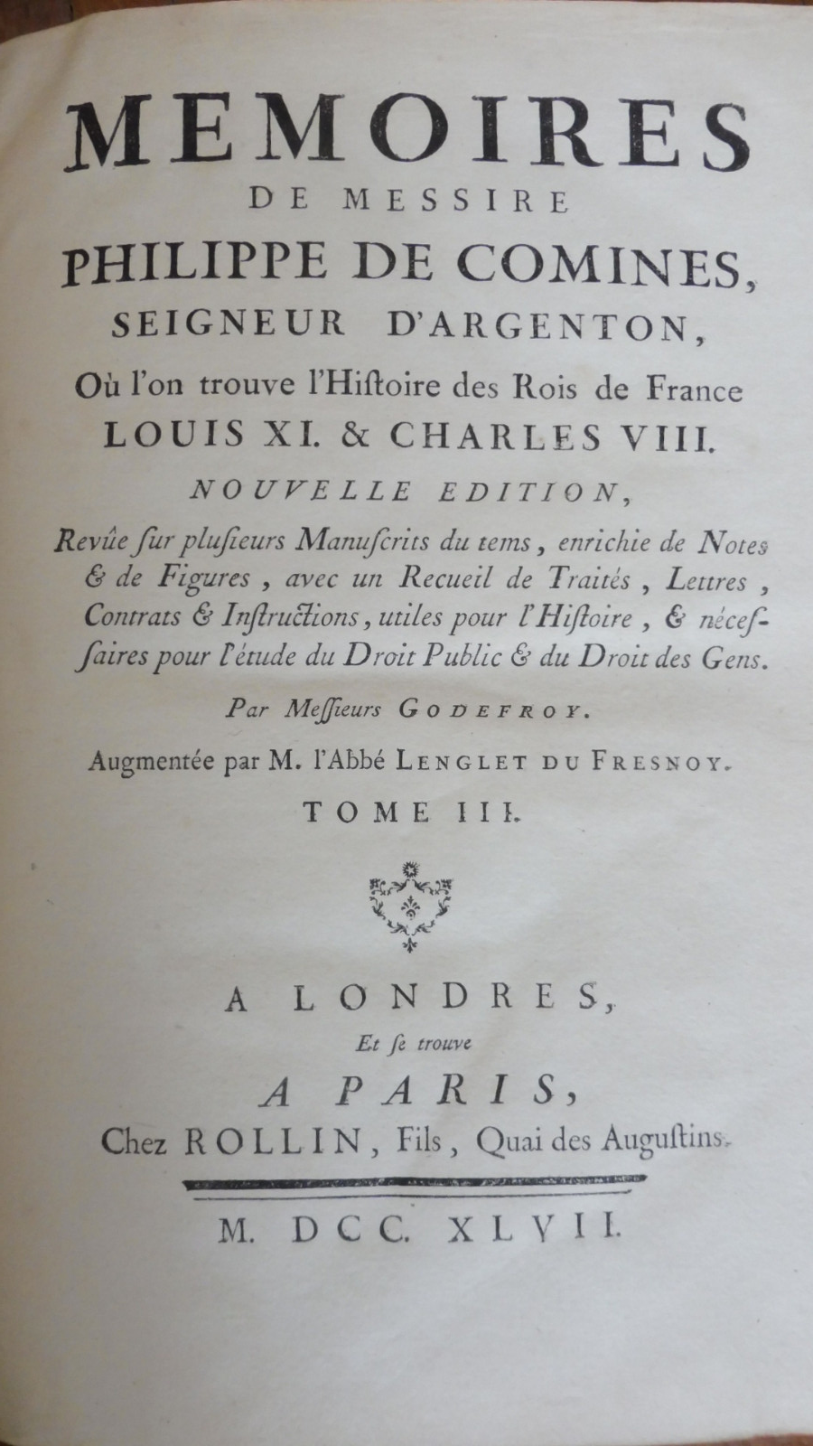 Mémoires de messire Philippe de Comines (Godefroy) 1747 4/4