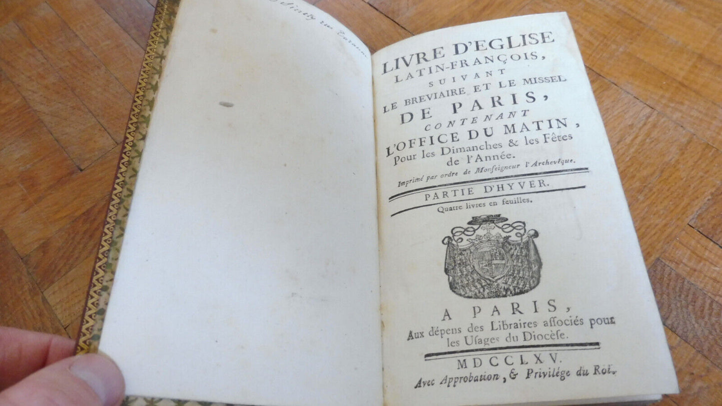 Livre d'Eglise Latin-François. Office du matin. Partie d'hiver 1765