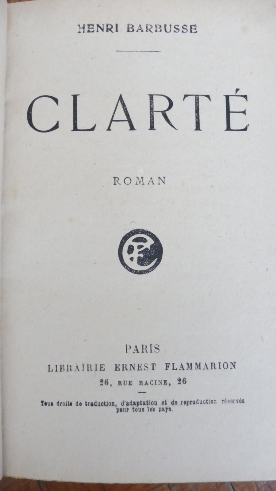 Clarté (Henri Barbusse) 1919 EO