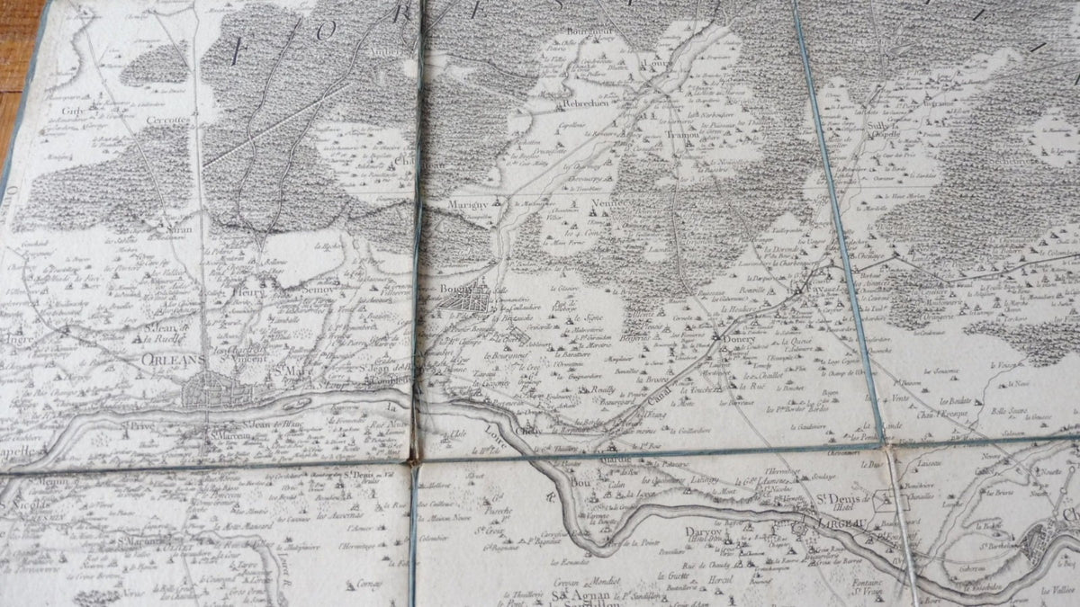 Carte de la forêt d'Orléans XVIIIe siècle 91x48 cm
