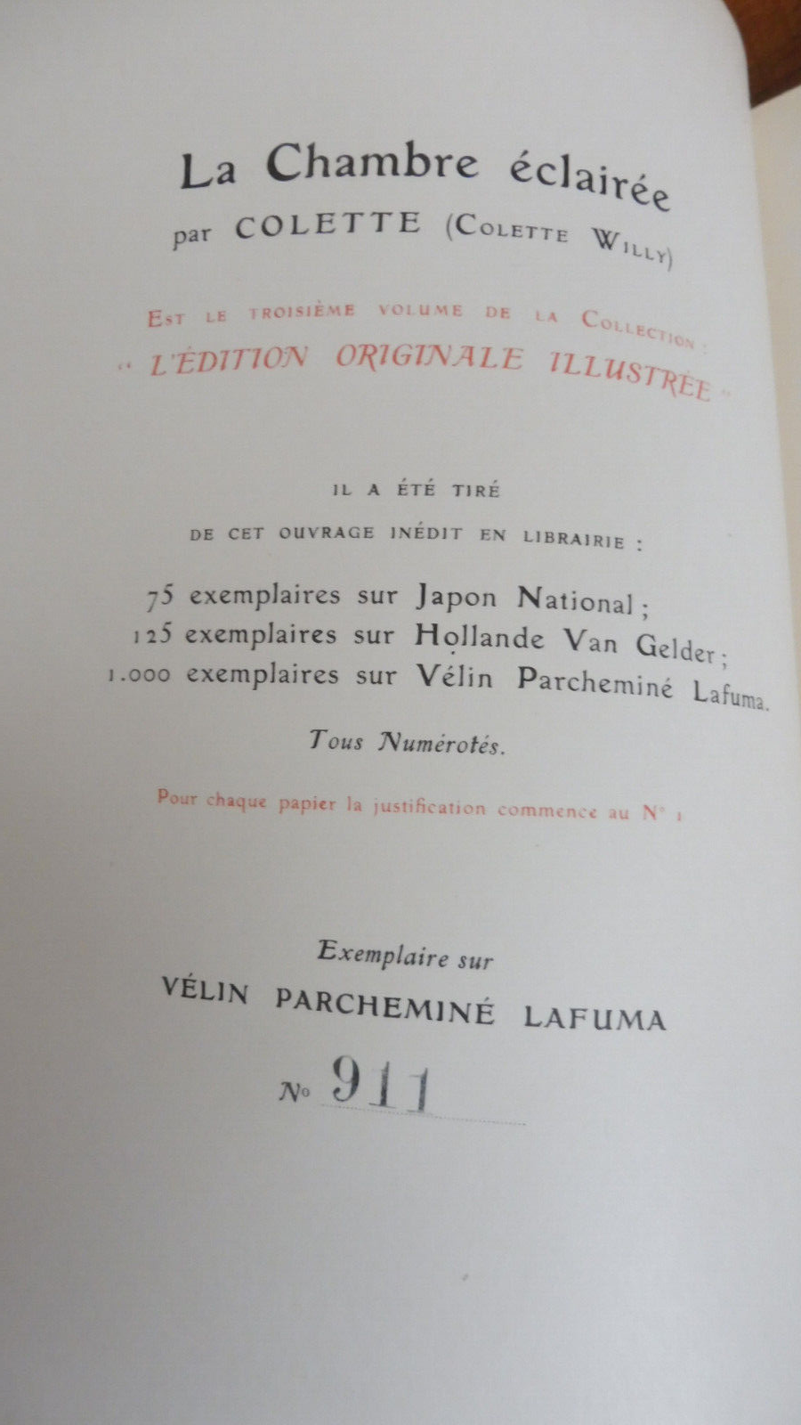 La Chambre éclairée (Colette) 1920 illus. Picart le Doux EO VELIN