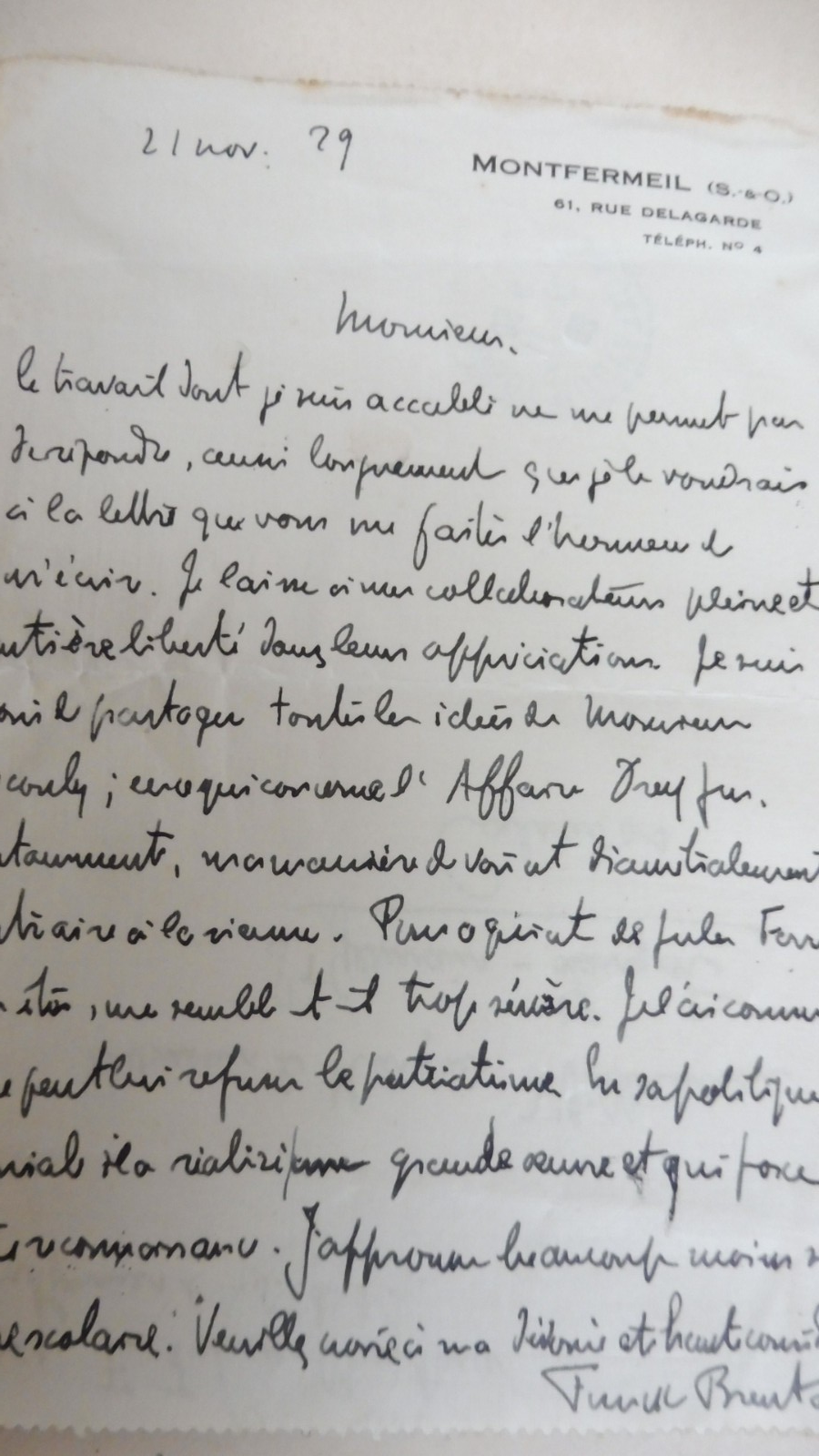La Troisième République (R. Recouly) 1927 + Lettre de F. Funck-Brentano