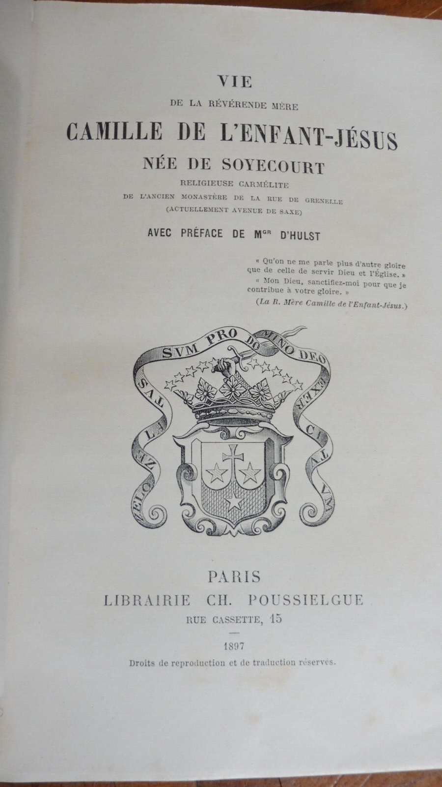 Vie de la Révérende mère Camille de l'Enfant-Jésus (D'Hulst) 1897