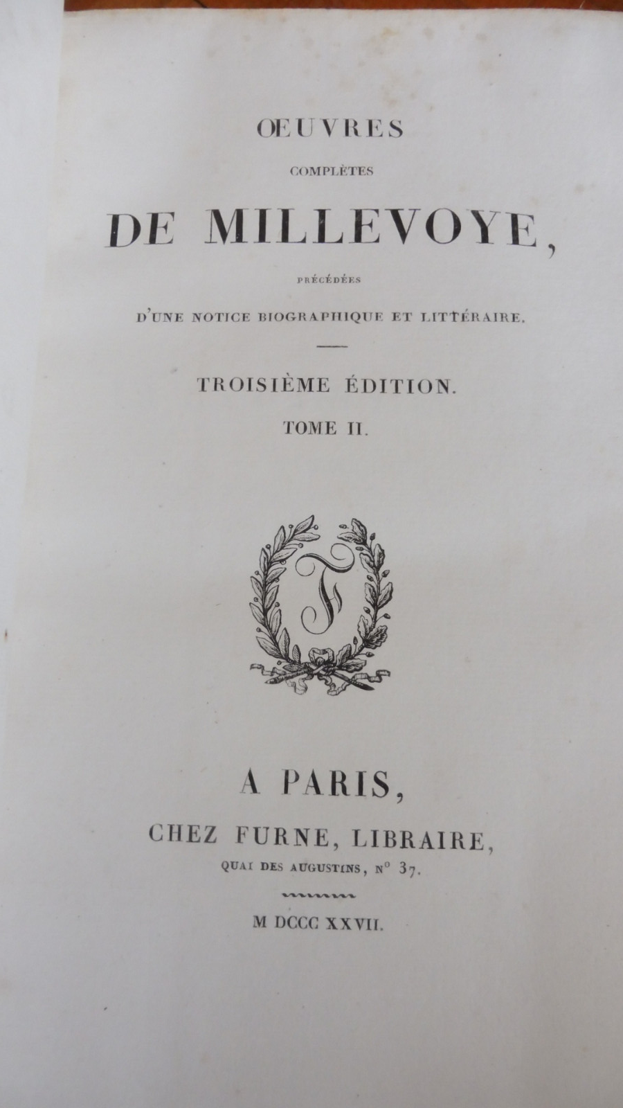 Oeuvres de Millevoye 1827 4 tomes en 3 vol. COMPLET