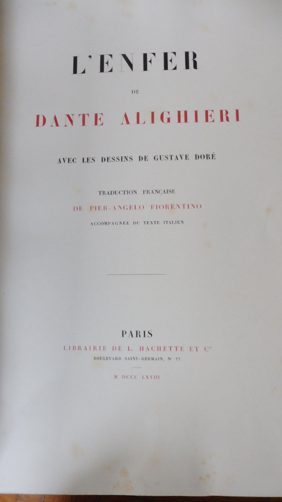 Le Purgatoire. Le Paradis. L'enfer (Dante) 1868 illus. Doré IN FOLIO 2/2