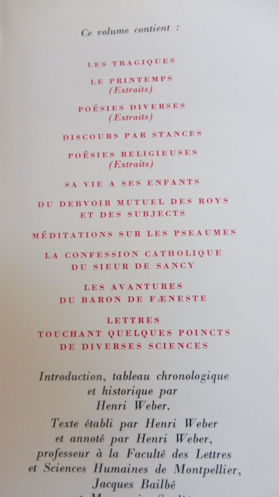 Oeuvres d'Agrippa d'Aubigné 1969 PLEIADE