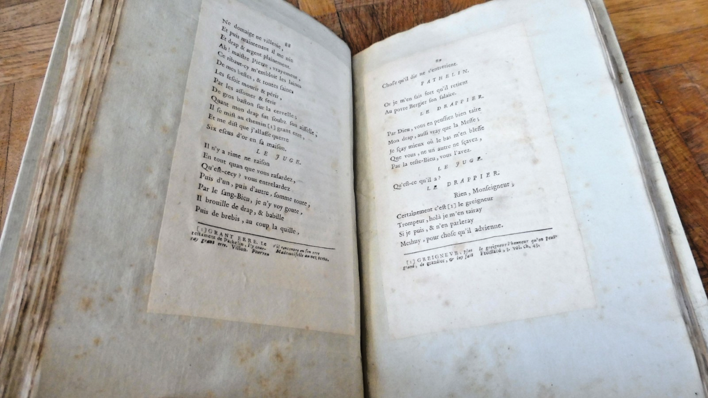 La Farce de Maistre Pathelin 1723 RELIURE PARCHEMIN