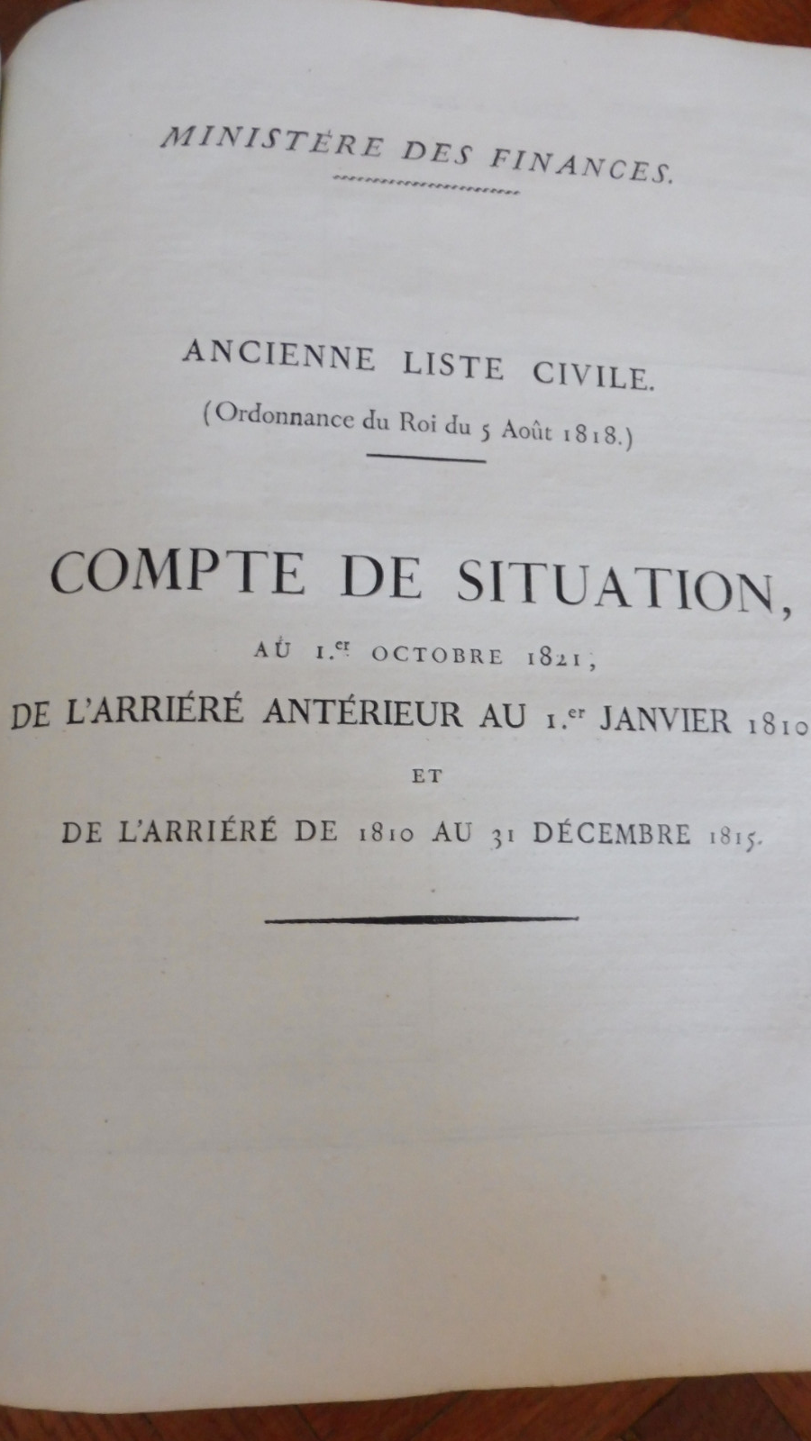 Comptes rendus par les ministres. Budget 1820
