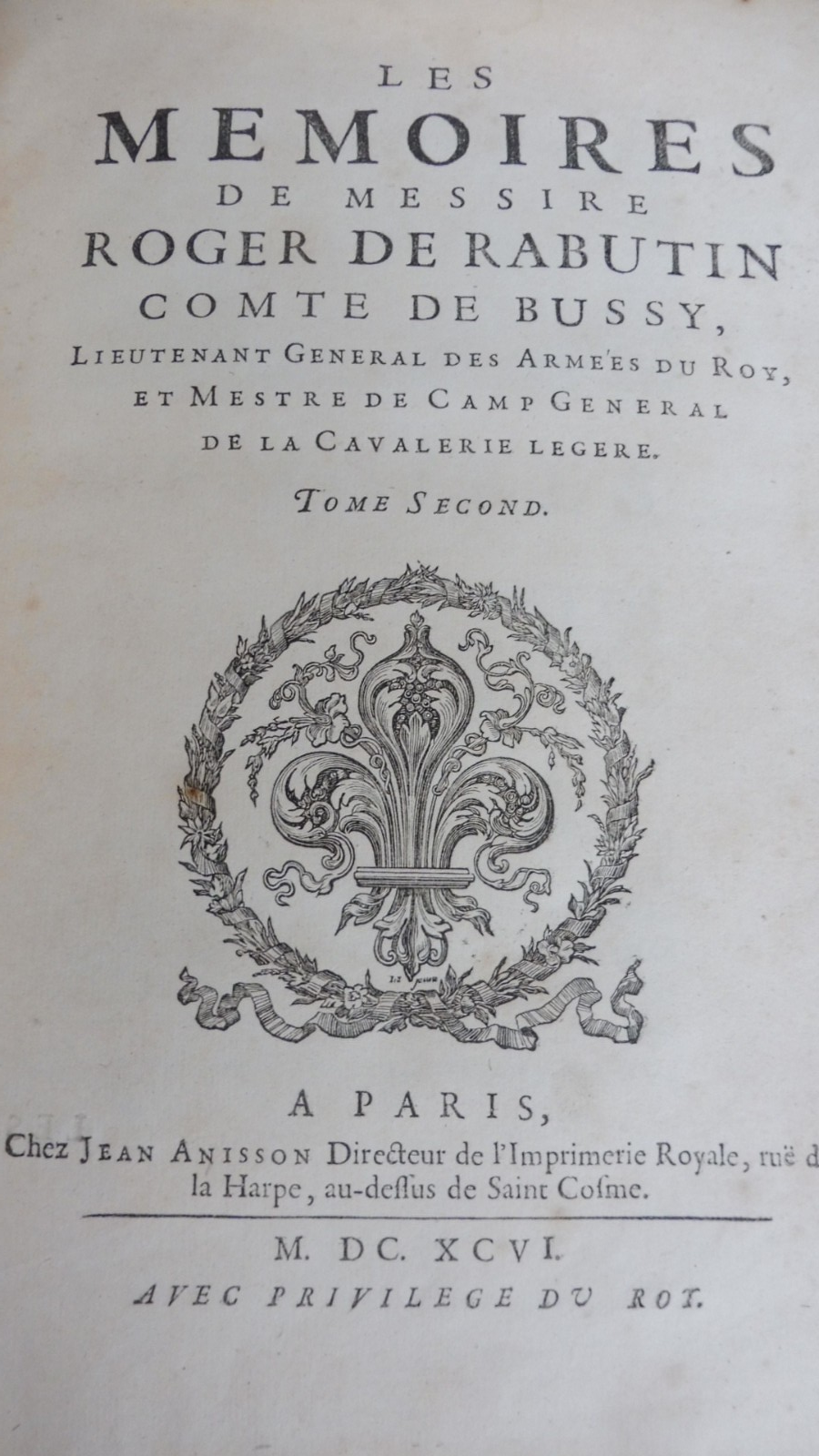 Mémoires de Roger Rabutin comte de Bussy 2/2 1696 EO