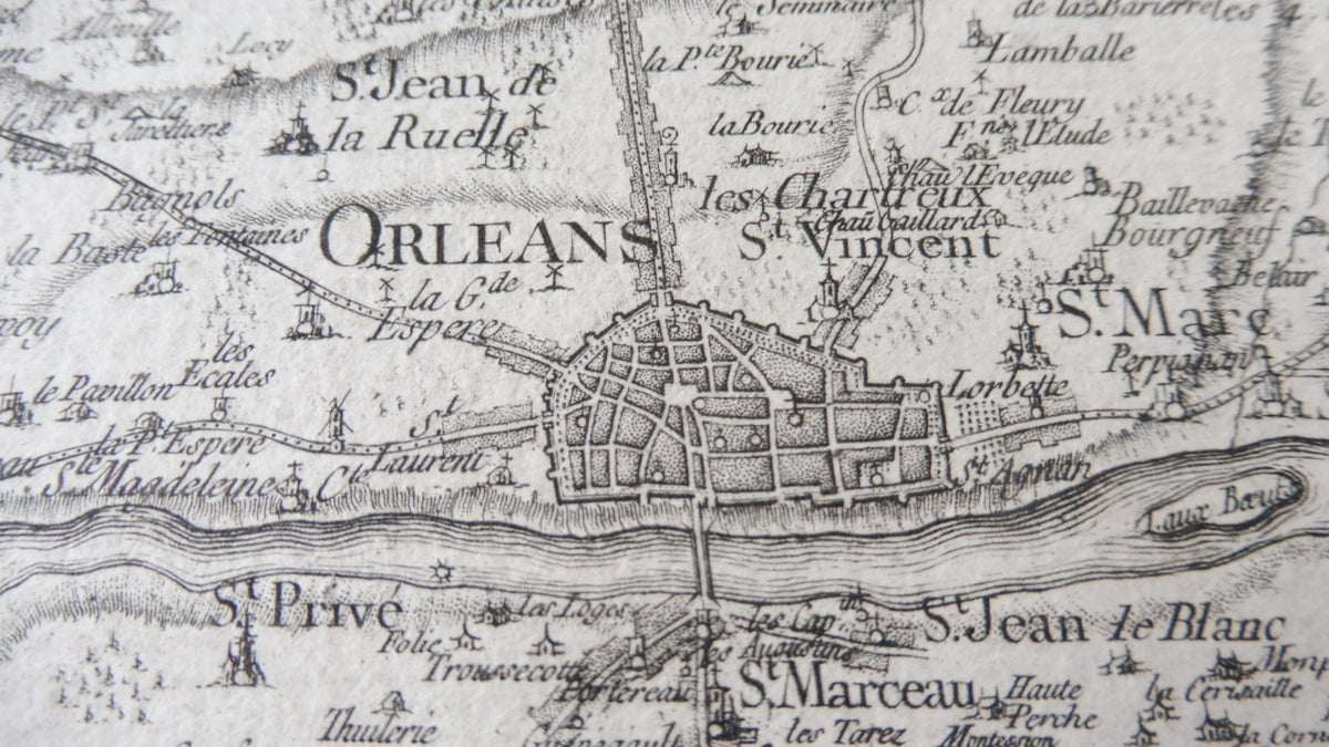 Carte de la forêt d'Orléans XVIIIe siècle 91x48 cm