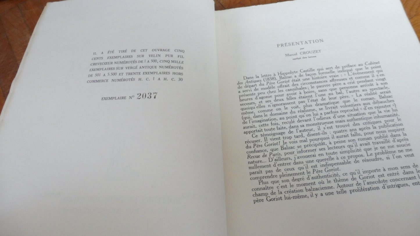 Le Père Goriot (Balzac) 1946 NUMEROTE illus. Curutchet