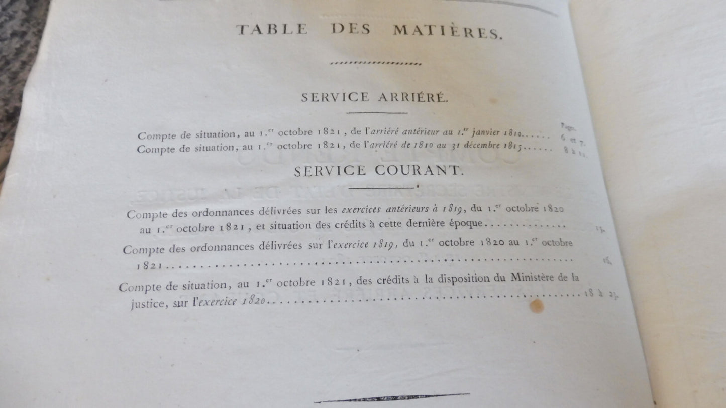 Comptes rendus par les ministres. Budget 1820