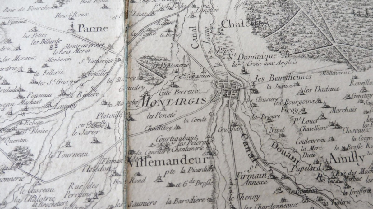 Carte de la forêt d'Orléans XVIIIe siècle 91x48 cm