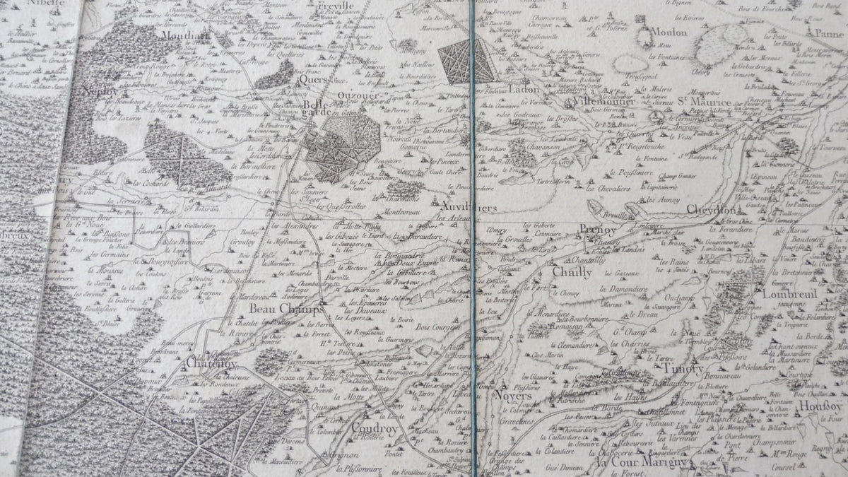 Carte de la forêt d'Orléans XVIIIe siècle 91x48 cm